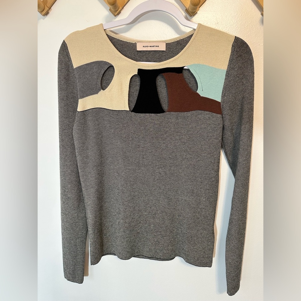 Aldomartins Geometric Colorful Cutout Sweater Size‎ XS Preppy Business Causal
